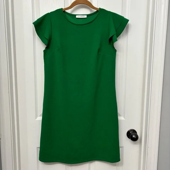 Ces Femme Green Shift Dress | Women’s Small | Flutter Sleeve Sheath - Picture 1 of 10